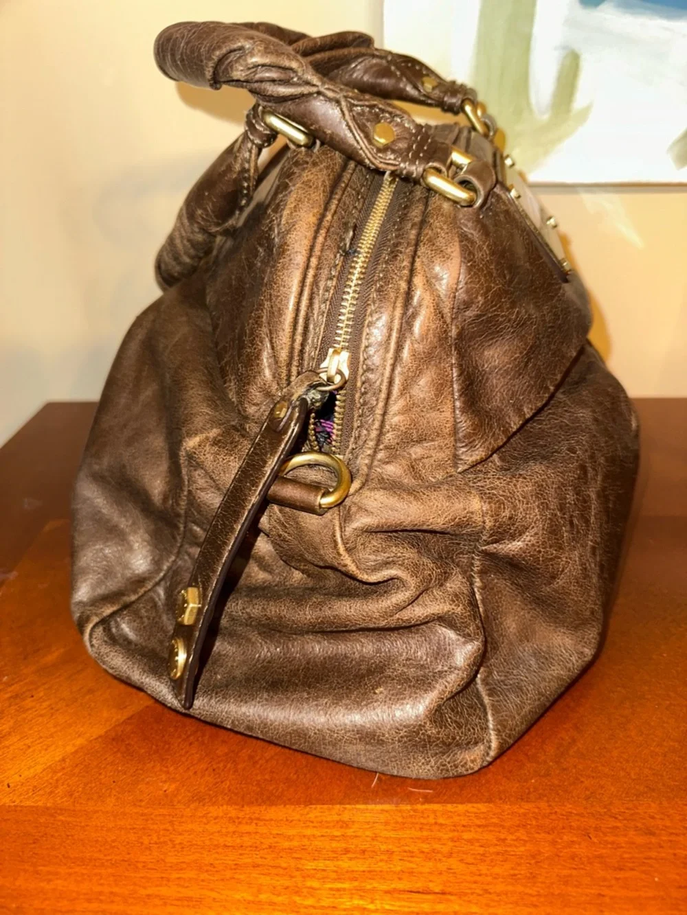 Marc by Marc Jacobs Brown Leather Dome Satchel with Gold Plaqueđ€ - Picture 4 of 9